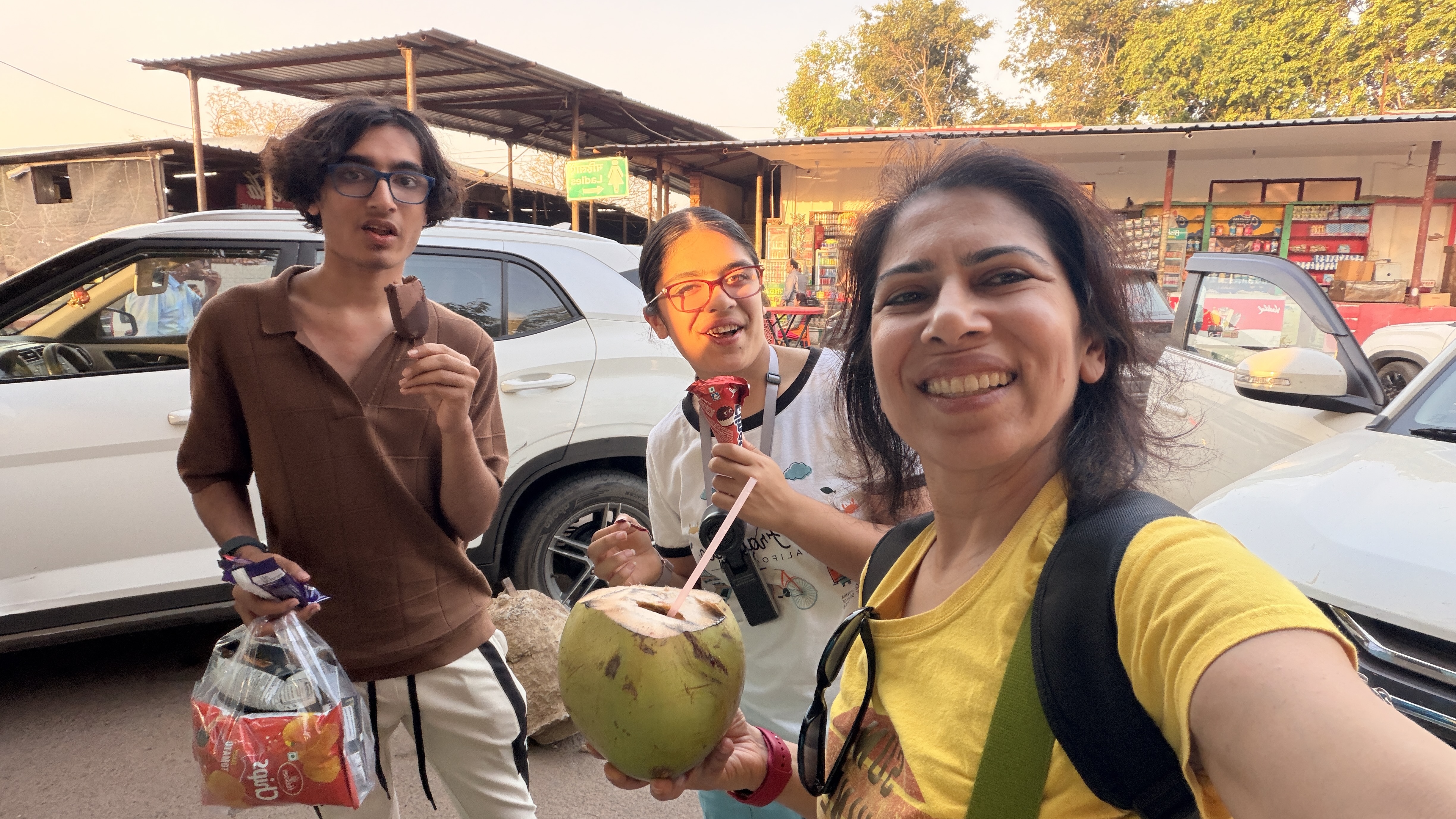 Scenes from the highway driving through India on the Youth for Yoga India Journey 2026