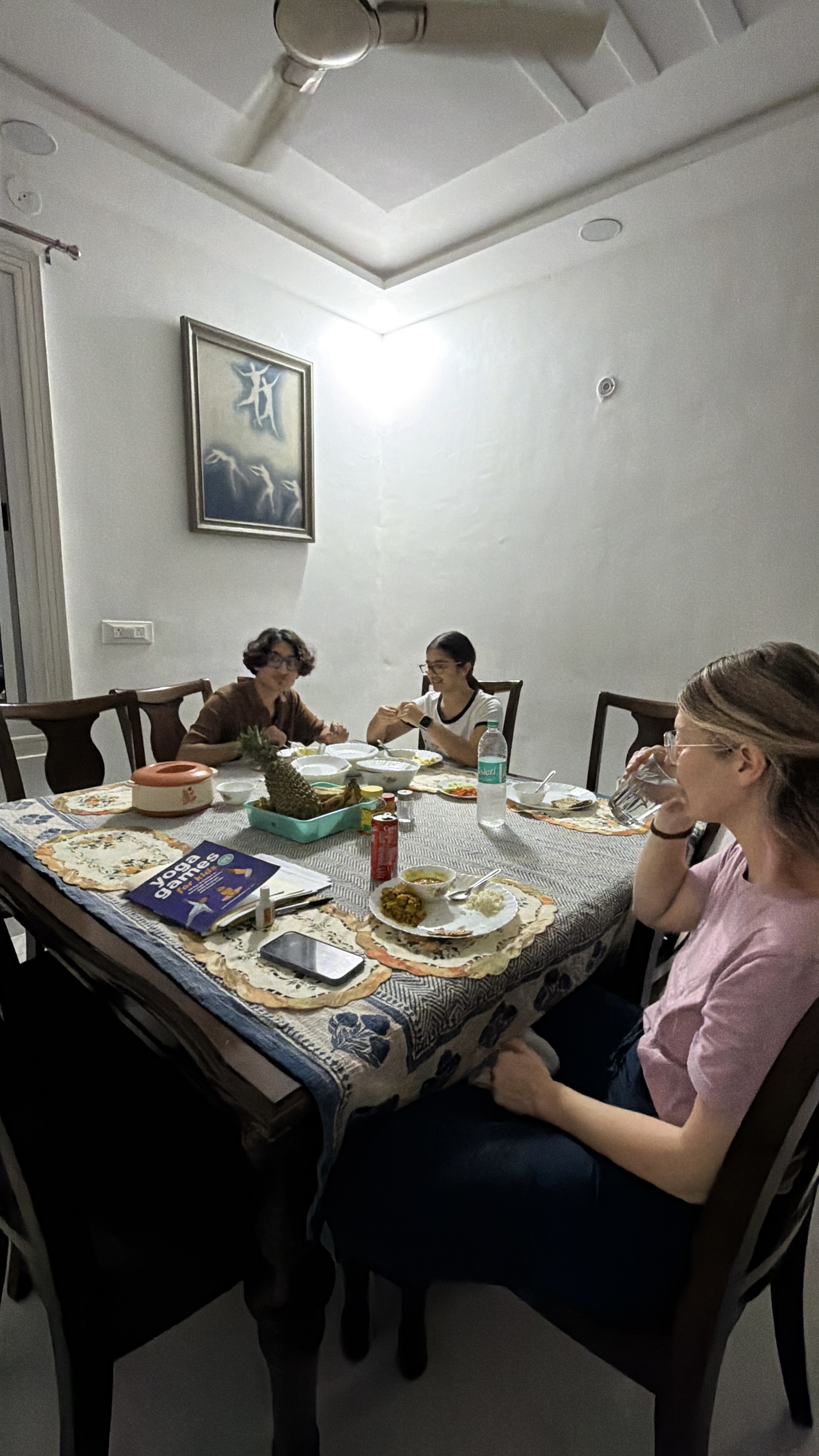 Youth for Yoga team relaxing and reflecting at the guest house between school sessions