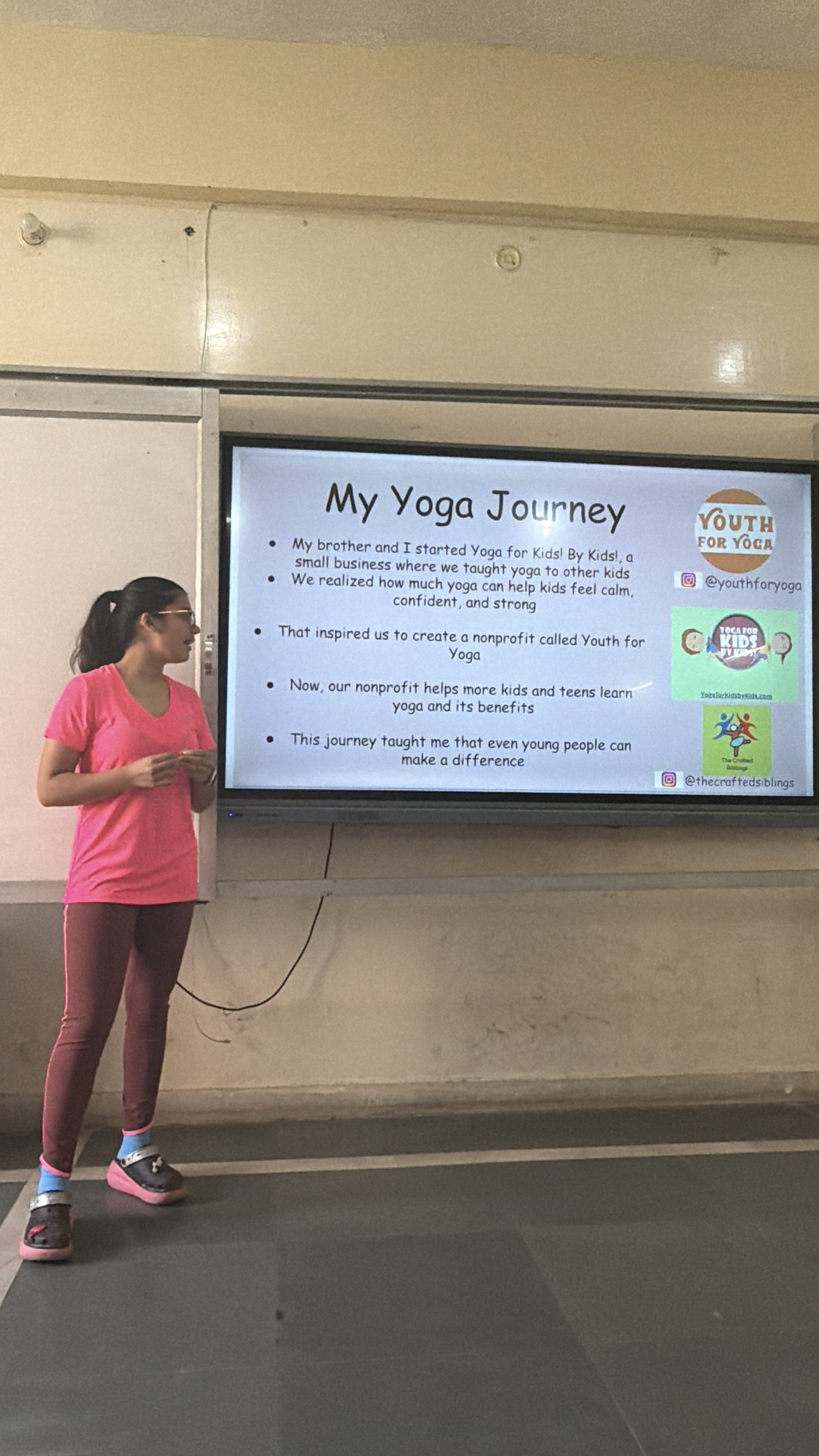 Students and Youth for Yoga team getting to know each other before the first yoga class