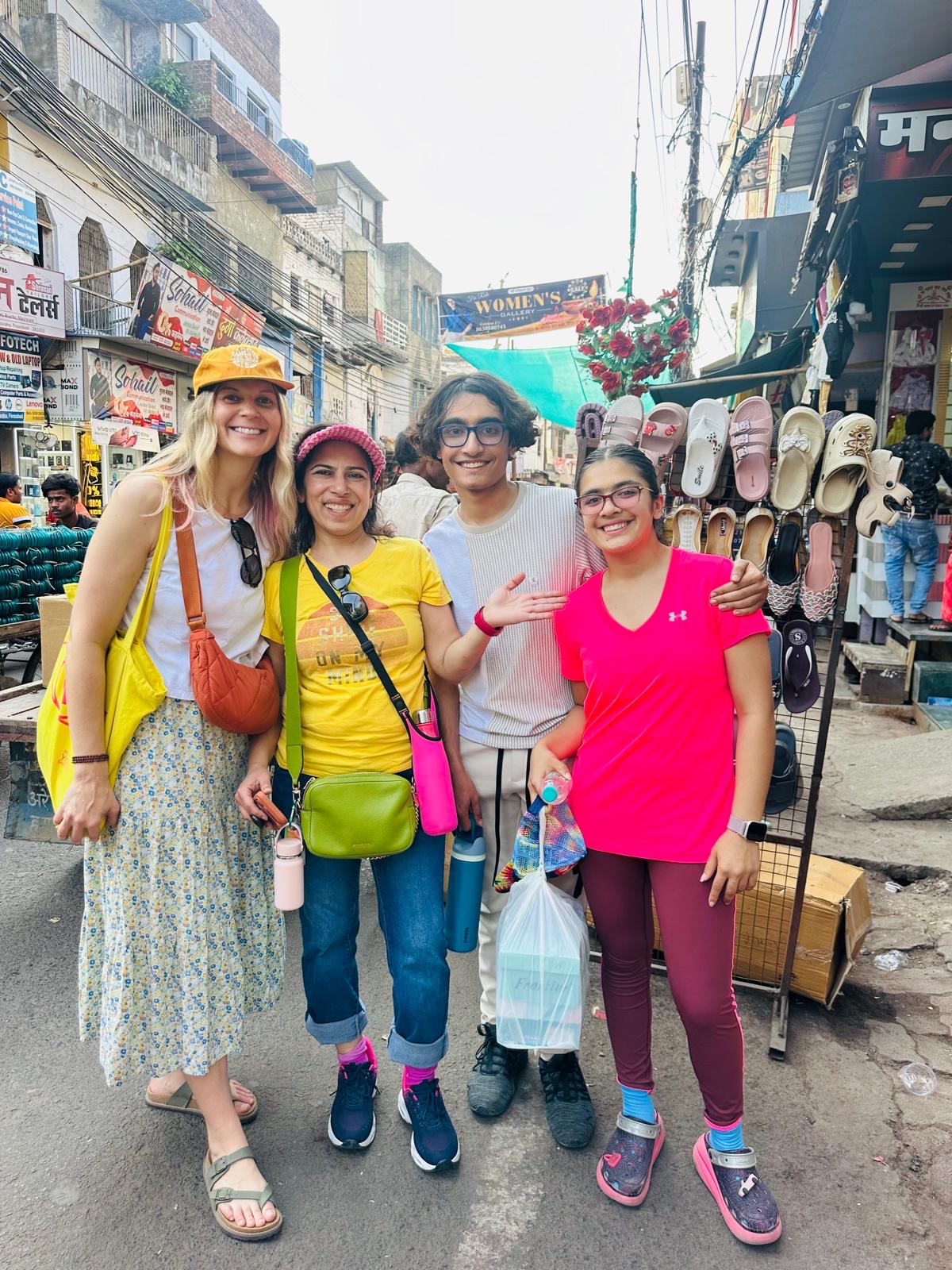The famous glass bangle market in Ferozabad — Youth for Yoga team exploring the local bazaar