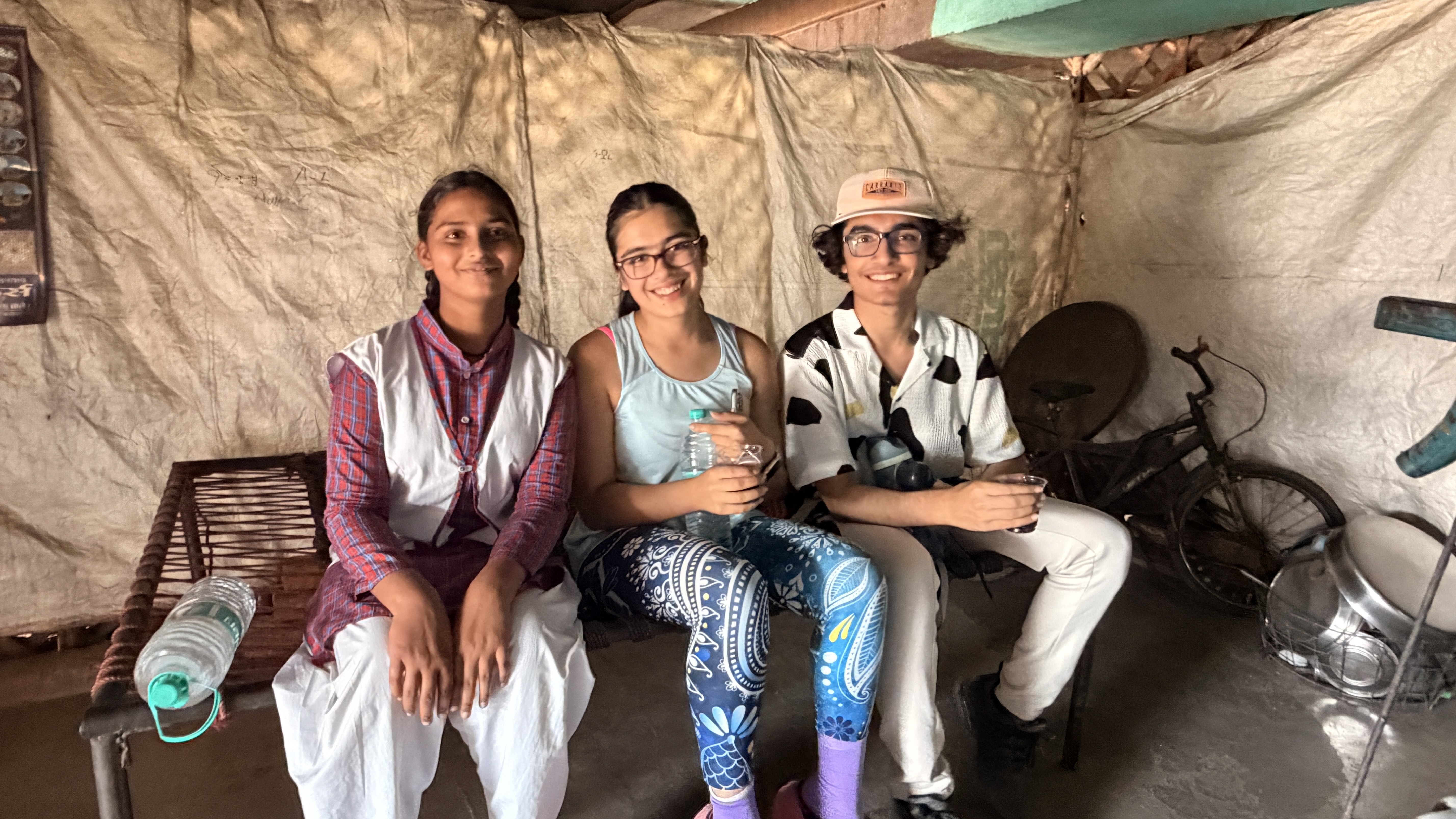 Youth for Yoga team welcomed warmly by a student's family in Ferozabad, India