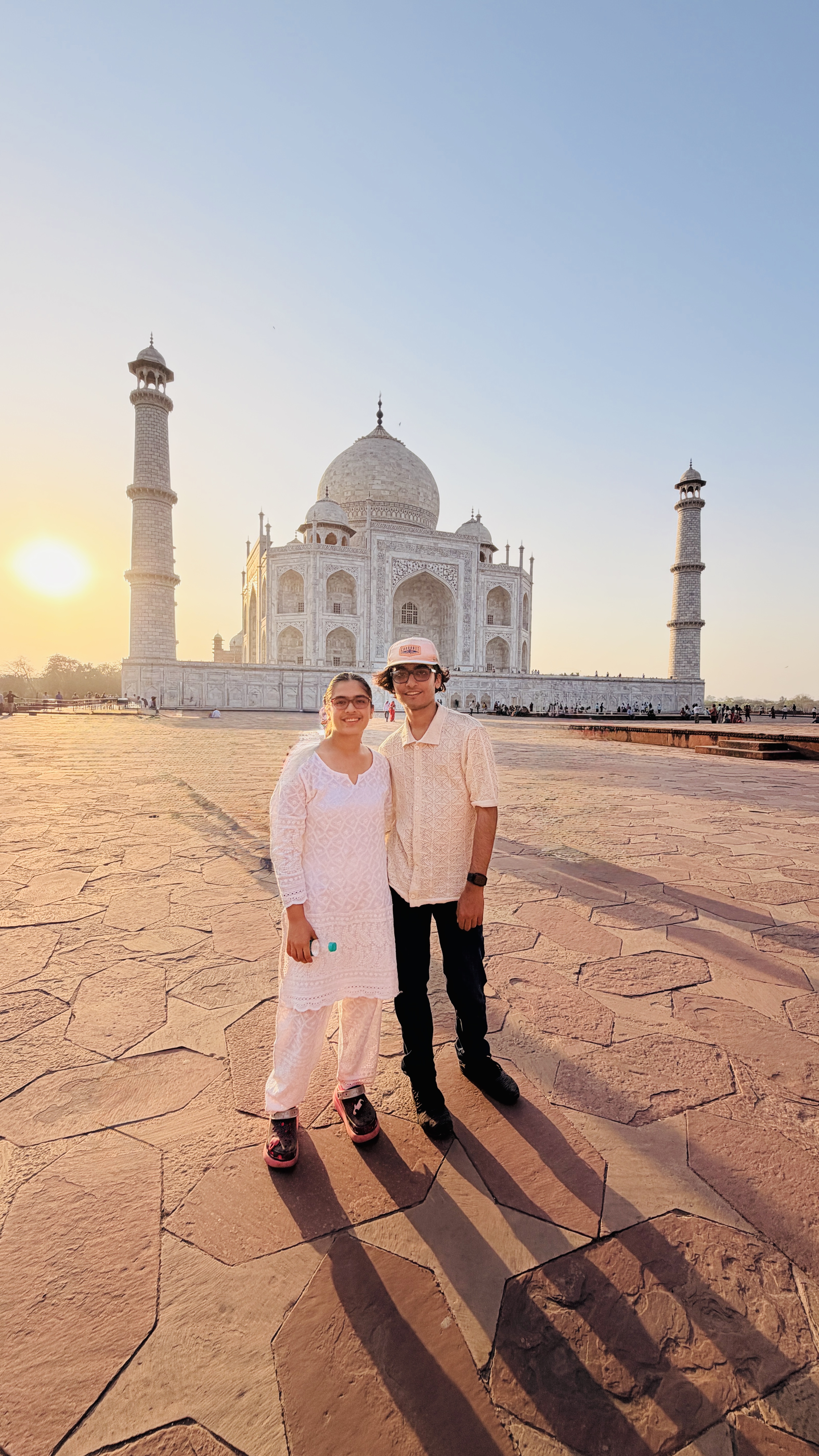 Youth for Yoga team posing at the Taj Mahal — India Journey 2026