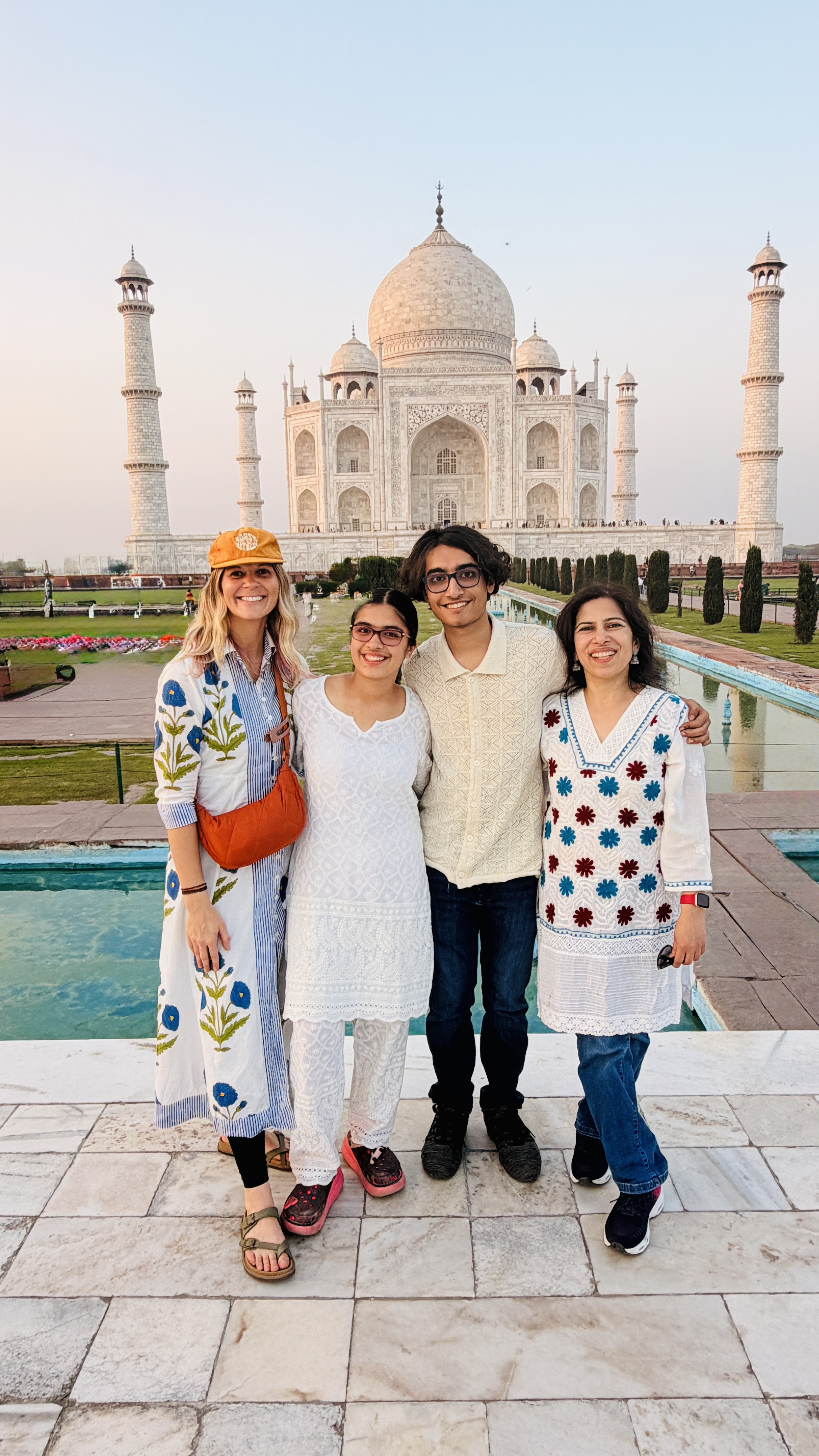 Youth for Yoga team taking in the full view of the Taj Mahal from the main gateway